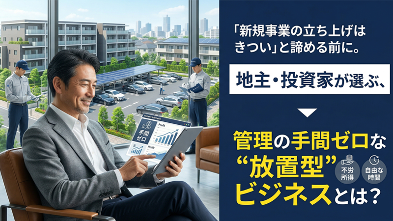 「新規事業の立ち上げはきつい」と諦める前に。地主・投資家が選ぶ、管理の手間ゼロな