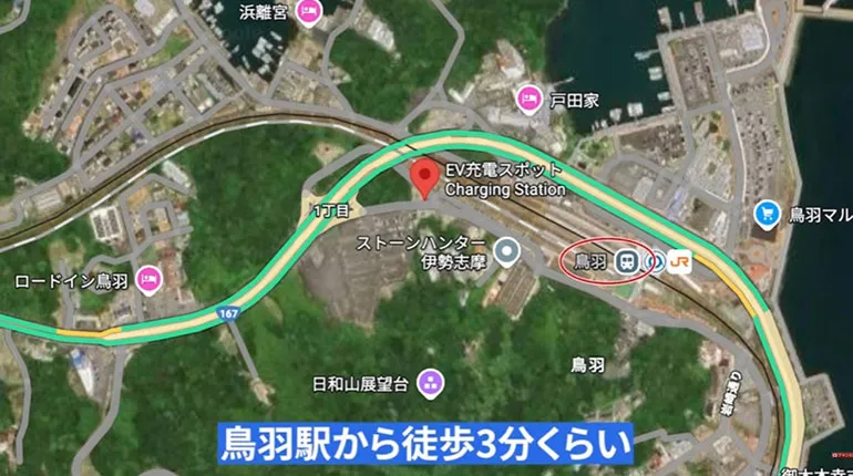 Googleマップで見た鳥羽駅周辺