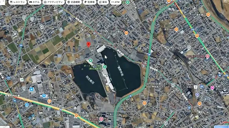 桐生競艇場 上空から見た図