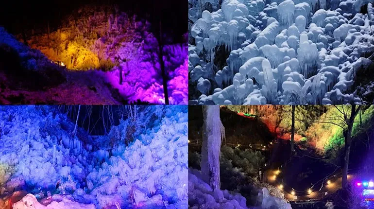 あしがくぼの氷柱 ライトアップ