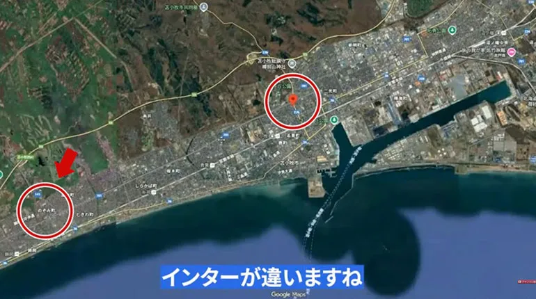 苫小牧 スーパーチャージャー 位置（赤やじるし）