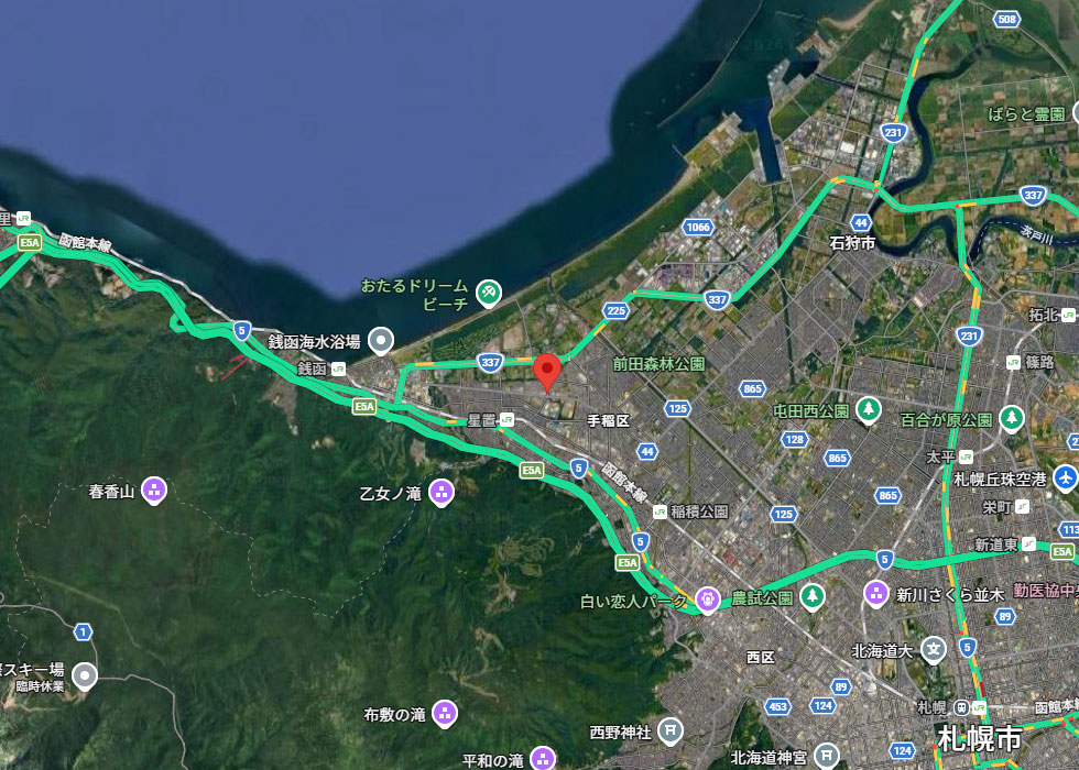 広域路線図（札幌市・石狩市方面）