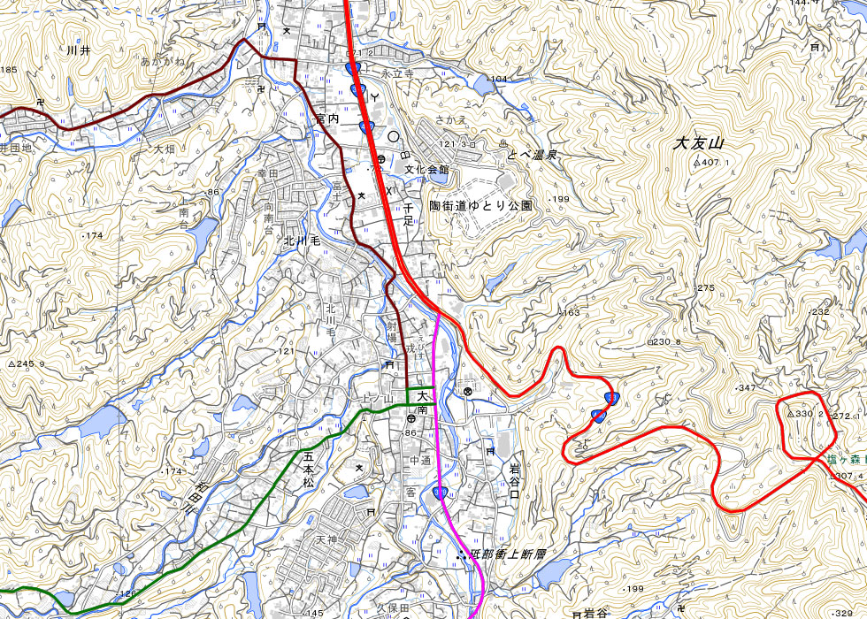 主要幹線道路の路線図