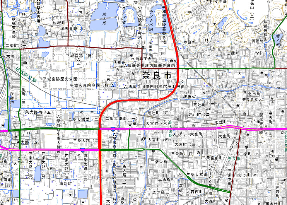 主要幹線道路の路線図