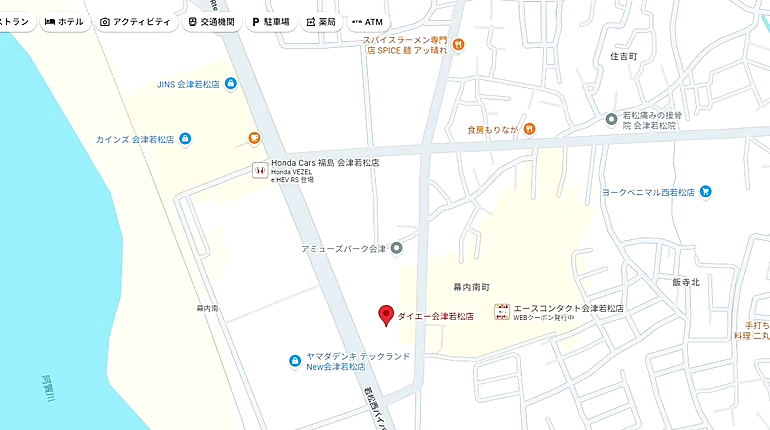 会津若松市 ダイエー会津若松店の地図