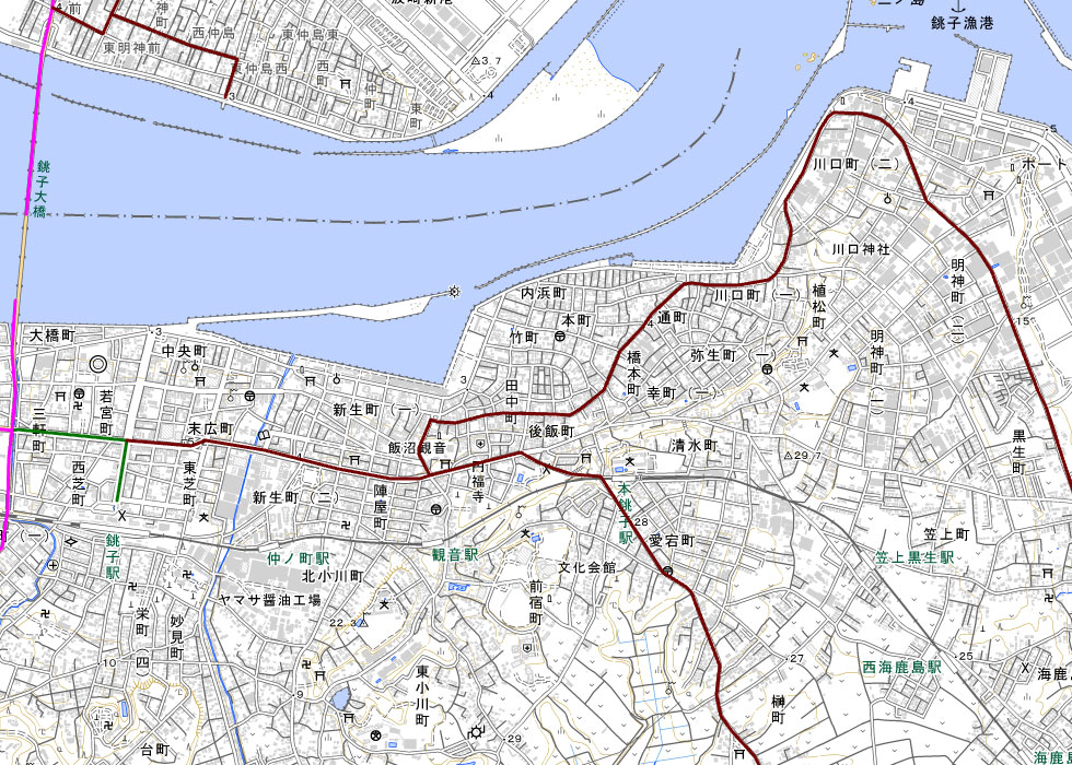 主要幹線道路の路線図